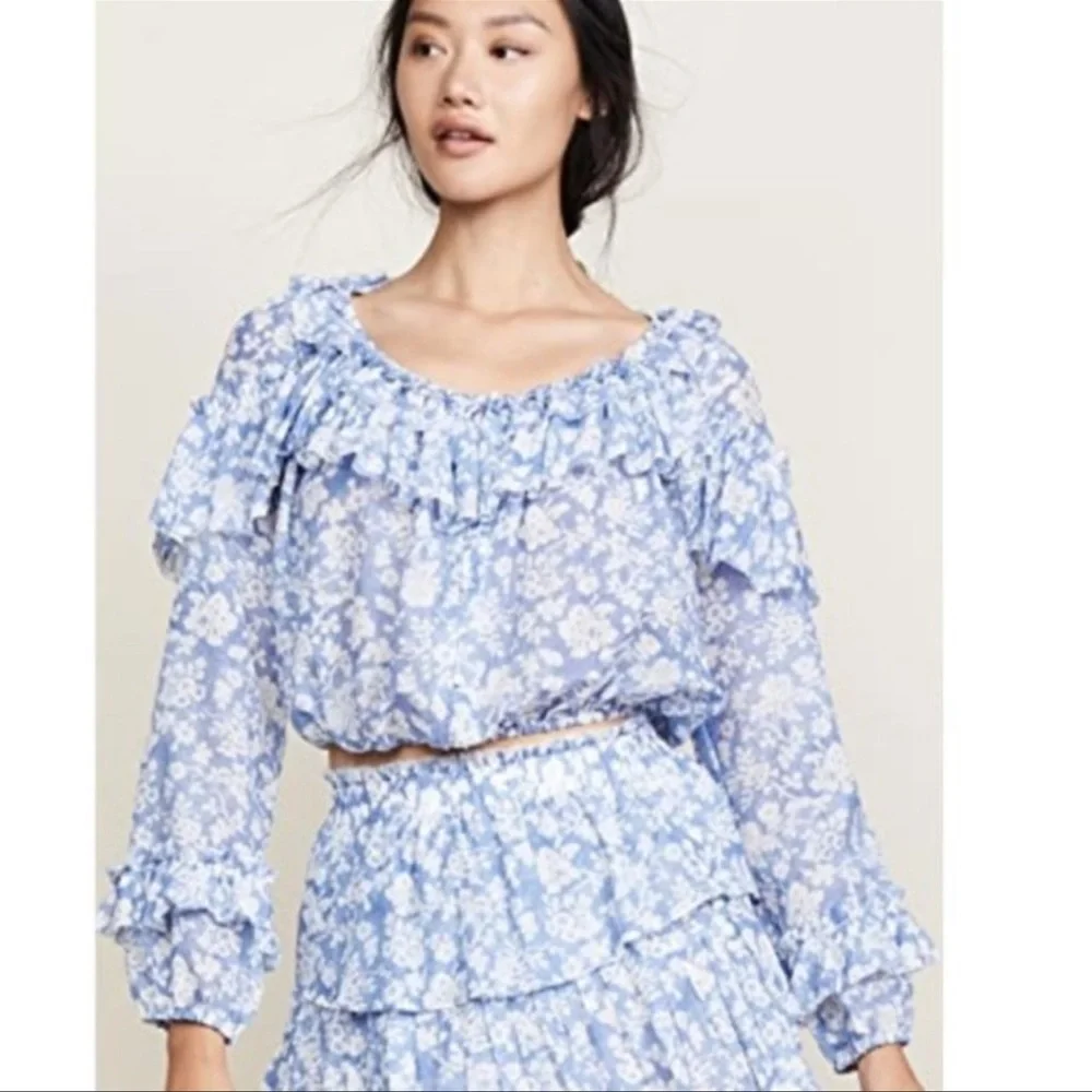 LoveShackFancy Ruffle Popover Top - Picture 1 of 7